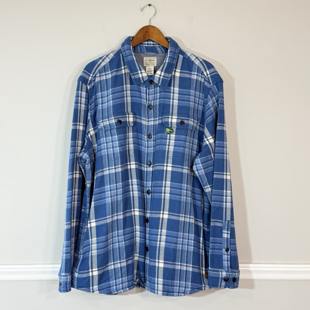 L.L. Bean Slightly Fitted Men's XL Plaid Flannel Button Shirt Jacket Shacket